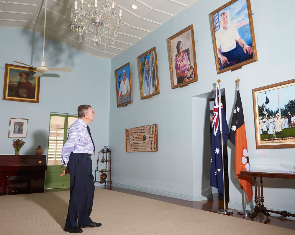 Gazing at his portrait in Darwin’s historic Government House, proud Territorian John Hardy reflects on his time as Administrator. Photo Shane Eecen. Great Australians 2019.