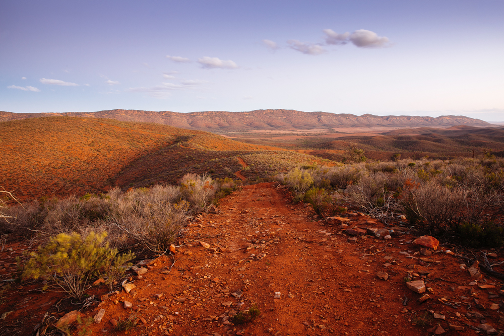 Views of the majestic Chace Range from Rawnsley Park Station’s Sunset on the Chace 4WD tour. Flinders Ranges, SA. Photo by Robert Lang. 2020 OUTBACK Travel.