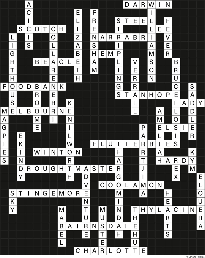 Crossword Solution No.93 Outback Magazine R.M. Williams