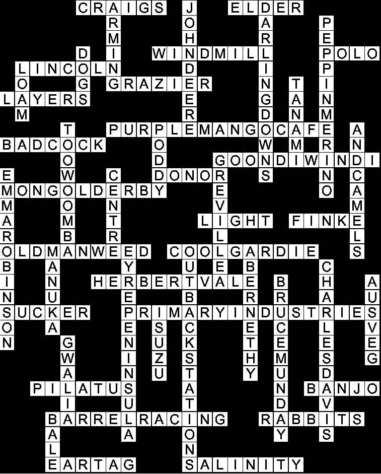 Solution to outback crossword